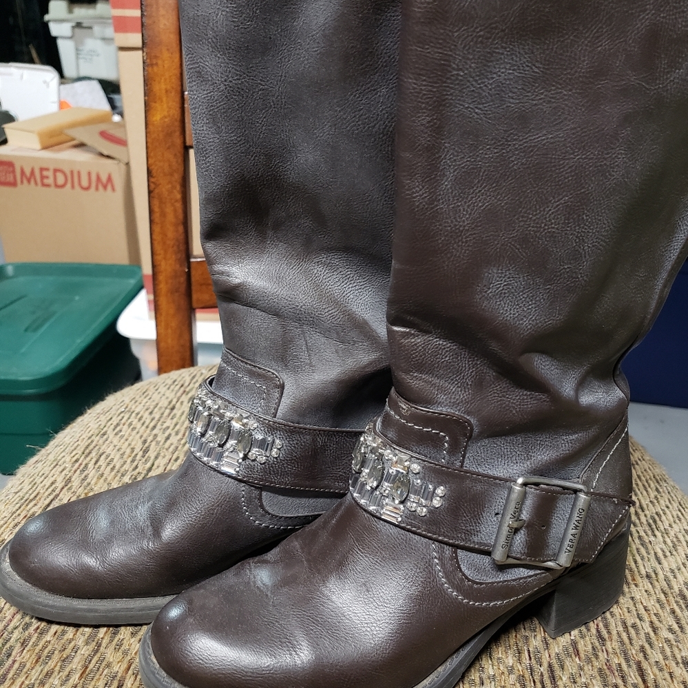 Vera Wang rhinestone boots 8